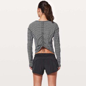 Lululemon On Pace Cinch Back Long Sleeve Monochromic Black Size 6